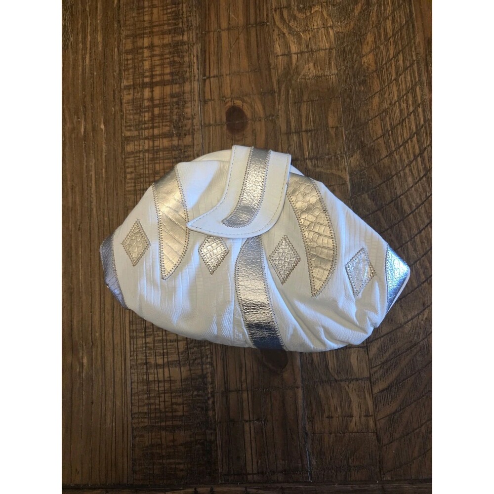 Vintage Disco Cream Metallic Handbag Pinky Brand Leather Made in USA 80s 70s